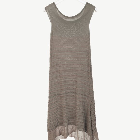 Sarah Pacini Grey Textured-Stripe Knit Midi Dress - Picture 2 of 6